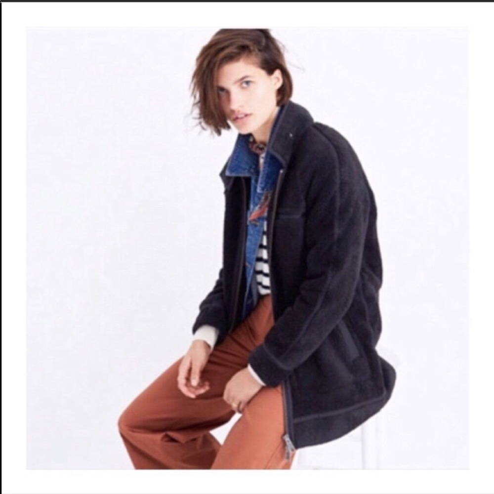 Madewell Sherpa City Grid Coat Black XXS